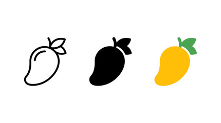 Fototapeta premium Simple mango fruit vector icon design set isolated on white background collection
