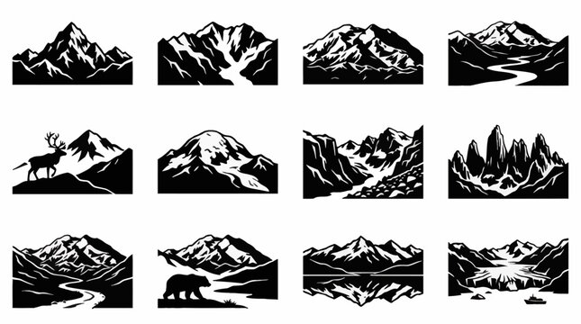 Breathtaking panoramic view of the snow-capped mountain ranges in Denali National Park, Alaska, featuring rugged peaks, alpine tundra, and a clear blue sky during a bright summer day.