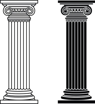 Column vector graphic showing architectural ionic pillar design