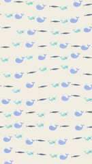 Cartoon whales and narwhals pattern © salmawati