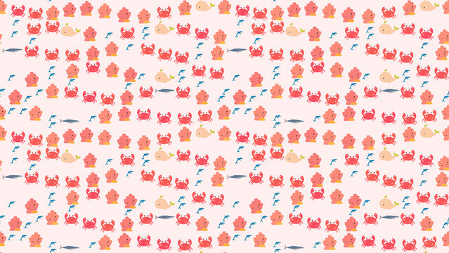 Marine life seamless pattern