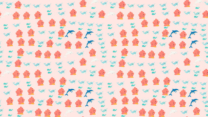 Seamless pattern with sea creatures and coral © salmawati