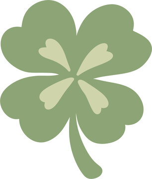 Four Leaf Clover Lucky Charm Flat Clipart Illustration