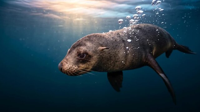 northern fur seal underwater close up at morning light near pribilof islands alaska usa video