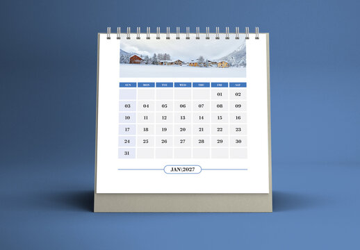 2027 Desk Calendar Template with Monthly Season
