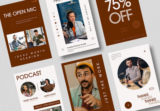 Podcast Social Media Post Template Collection