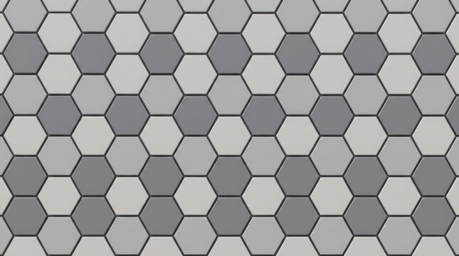 Seamless pattern of grey hexagon tiles with modern geometric texture