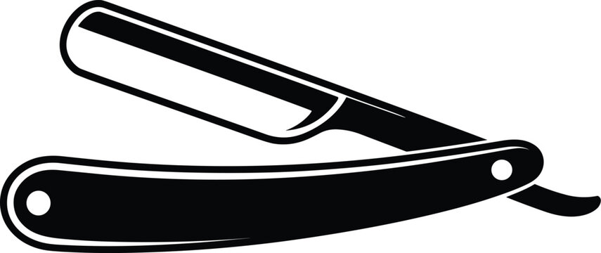 Vintage straight razor icon, classic barber shop tool vector illustration design