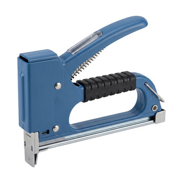Blue staple gun for DIY, isolated on transparent background