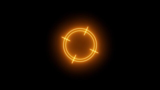 Glowing neon light target icon animation. Military training, Military target icon