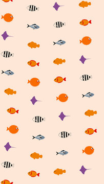 Cartoon Fish and Stingray Pattern