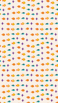 Cartoon Fish and Stingray Pattern