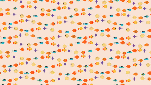 Cartoon fish and stingray pattern