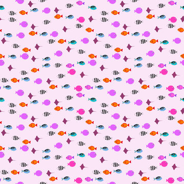 Cartoon Fish and Stingray Pattern