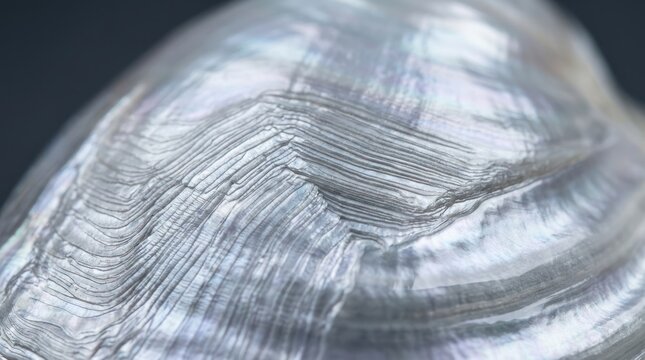 Close up of pearly shell surface with natural ridges and texture
