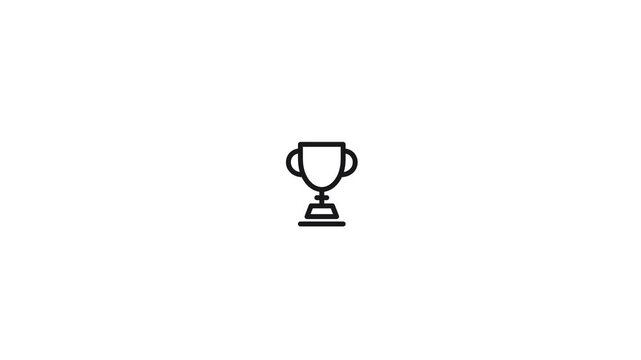 Winner Trophy Cup Line Art Animation for Business Success and Victory Awards
