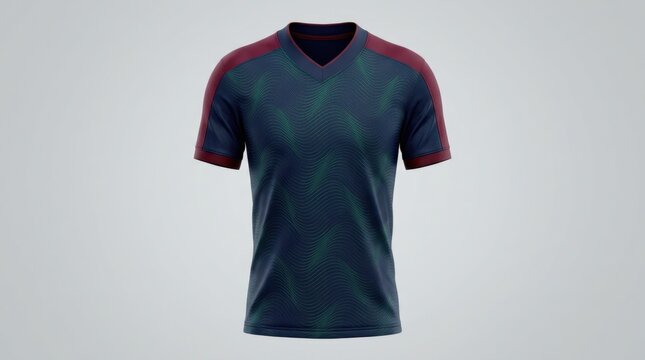 Dark Blue Soccer Jersey with Red Accents Mockup Template.