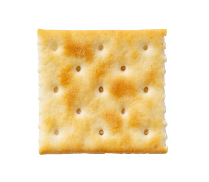 Single square saltine cracker isolated on transparent background, top view