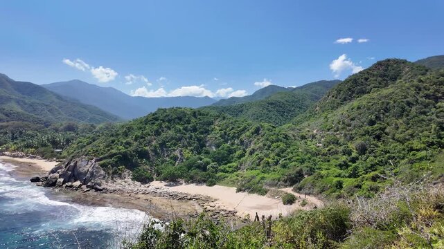Turquoise cove and sandy beach on the Caribbean coast, Venezuela