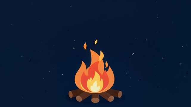Campfire Animation Sequence With Flickering Flames Flat Vector Illustration