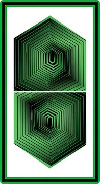 Abstract green and black geometric hexagon pattern with hypnotic line effect