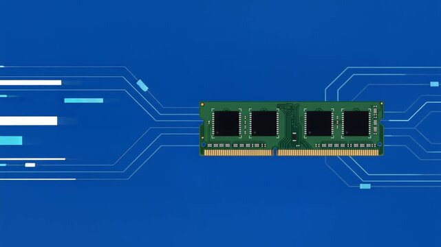 RAM Memory Stick Animation Frames with Digital Circuit Board Background