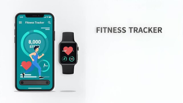 Fitness Tracker App Interface with Smartwatch Sync UI Design