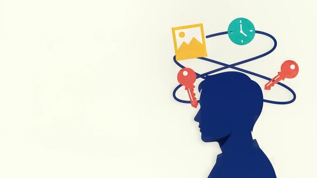 Man Thinking About Productivity Icons Illustration