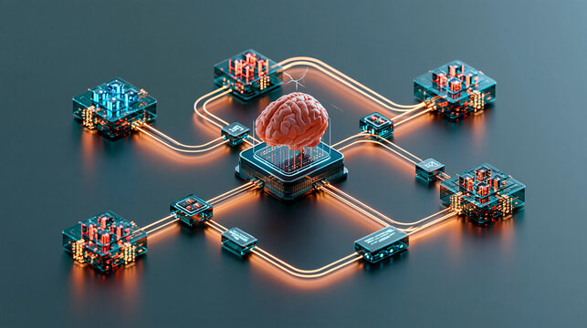premium marketing analytics visualization, abstract customer journey represented as luminous pathways connecting multiple data clusters, central AI intelligence analyzing campaign signals, futuristic