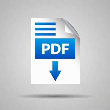 Blue download arrow icon on a white pdf file