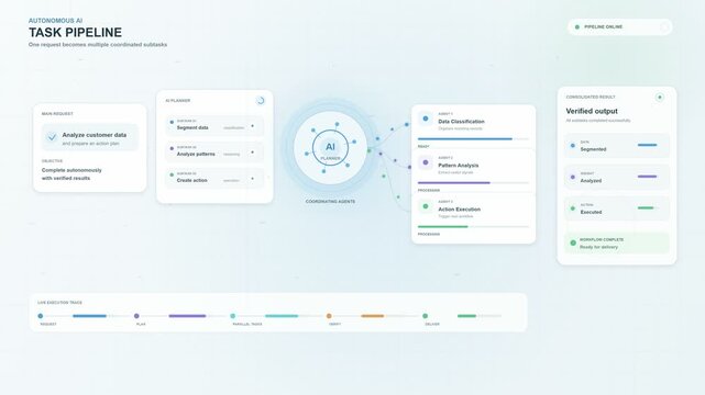 Autonomous AI Task Pipeline Interface with Live Execution Trace