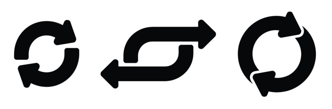 Thin reverse arrow icon with editable stroke designs representing replacement, backward direction, swapping actions, navigation, and user interfaces