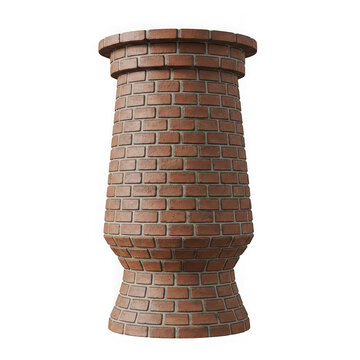 Traditional vintage brick chimney architectural element isolated