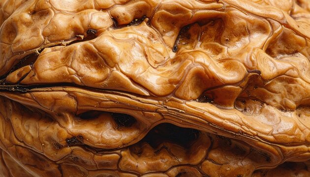 Natural walnut shell with detailed surface texture