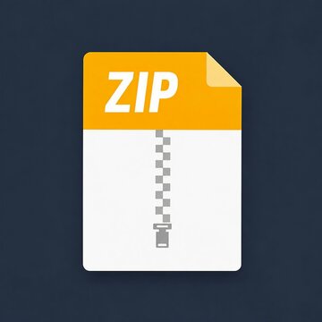Orange zip file folder icon with zipper graphic