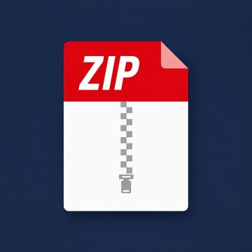 Red and white zip file folder icon with zipper graphic