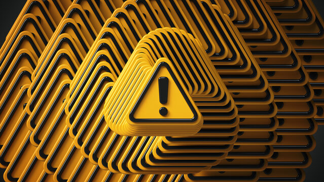 Cascade of Warning Signs 3D Render