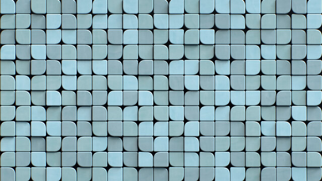 Modern Ceramic Tile Wall Pattern with Rounded Square Elements 3D Render