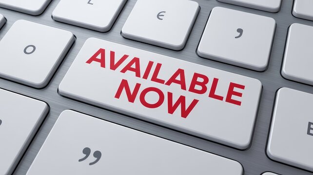 Keyboard key with displays availability message message bold red red text functional available immediate highlight interface computer readable surface digital keypad typing with device, input