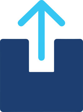 File upload action icon with stylized arrow inside a box interface transfer
