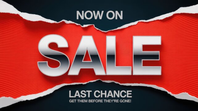 Urgent sale notice with torn paper effect with Sale banner emphasizes final opportunity buy items before runs out availability highlighted promotion discount purchase emphasis reminder