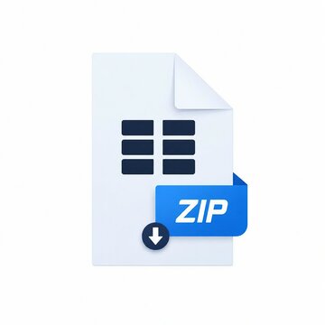 Modern zip file folder icon with download arrow