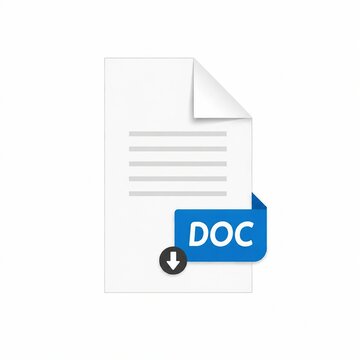 Download arrow pointing at blank document with doc label