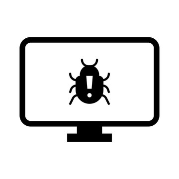 Monitor Bug Solid Icon, Tech Debugging Error Symbol Software Issue