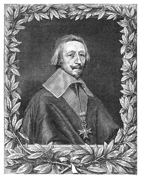Cardinal Armand-Jean du Plessis, Duke of Richelieu, 1585&ndash;1642, French clergyman and chief minister of Louis XIII, old vintage illustration, 1894