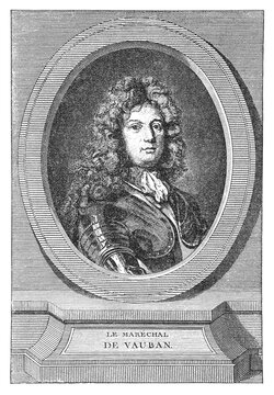 Sebastien Le Prestre de Vauban, 1633&ndash;1707, Marshal of France and foremost military engineer of his age, old vintage illustration, 1894
