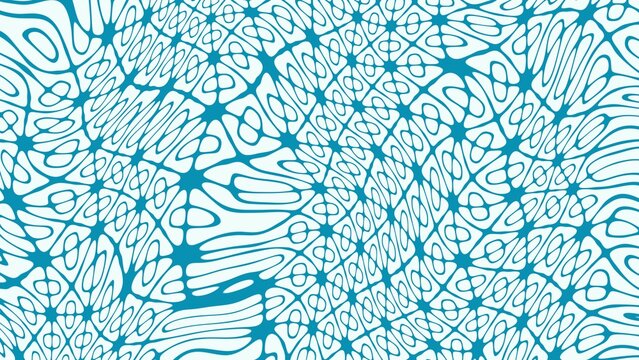 Blue Abstract Neural Network Grid Background with Distorted Connecting Lines and Waves