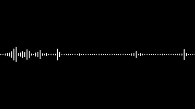Sound wave audio spectrum black background, White and black audio visualization effect. White sound waves meter- Lines audio wave visualisation. Animated sound wave spectrum