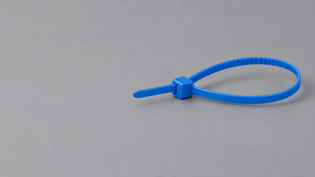 Blue Tamper Evident Pull Tight Security Seal on Gray Background