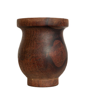 Traditional handcrafted wooden mate cup isolated on transparent background, PNG asset